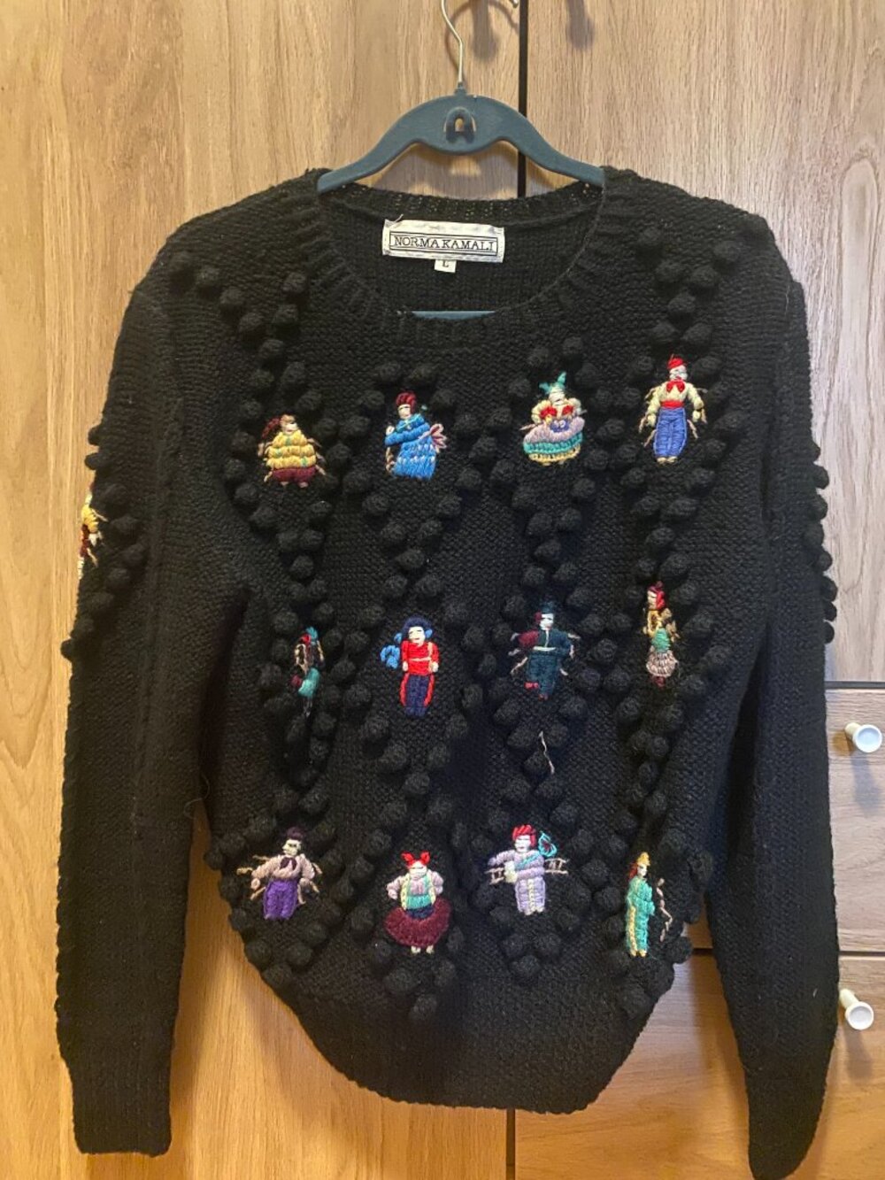 Vintage Norma Kamali Folk Dolls Popcorn Knit